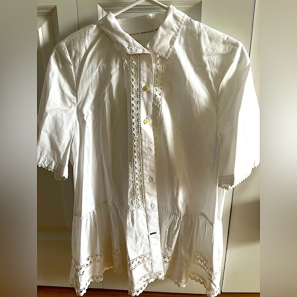 BRAND NEW NEVER WORN kate spade peplum style fancy white button up